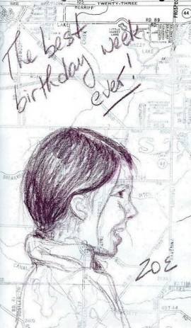drawing of zoe for sketchbook project