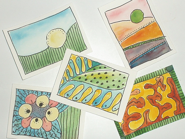 Watercolor ACEO Doodles