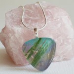 Green Striped Hand-painted necklace