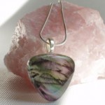 Striped handpainted original glass tile necklace
