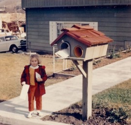 me by the mailbox, age 3