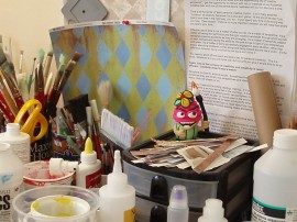 cupcake mascot in studio