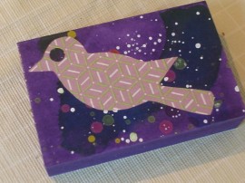 Purple bird painting for Artomat