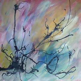 abstract acrylic painting with ink