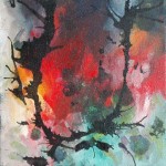 abstract acrylic painting campfires memories