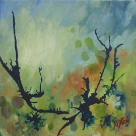 Small abstract landscape painting by artist Karen Koch, Life Needs Art