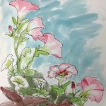 Petunias, Watercolor Sketch, sketching group, Life Needs Art