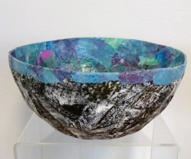 Paper Mache Bowl - Black and Blue