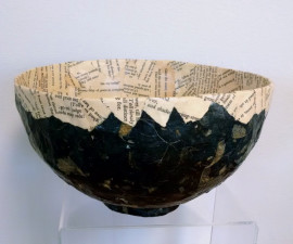 Paper Mache Bowl - Black and Poetry