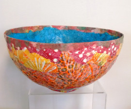 Paper Mache Bowl - Sun Orange