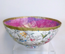Paper Mache Bowl - Pink Floral