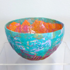 Paper Mache Bowl - Turquoise