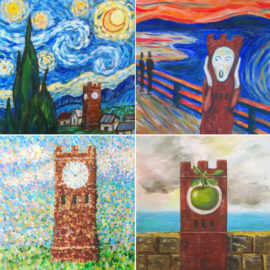Hudson Clock Tower In The Style of Famous Artists