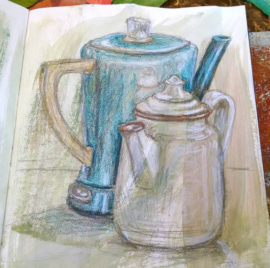coffee pots sketch Karen Koch