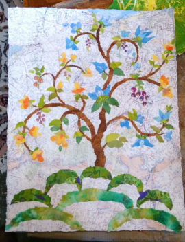 Tree of Life, collage, in progress, Karen Koch