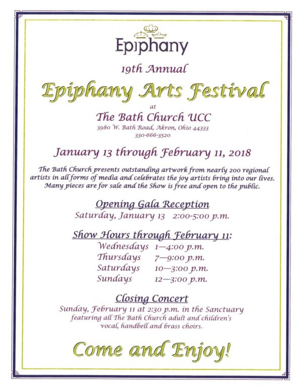 Epiphany Arts Festival, Bath Church UCC 2018