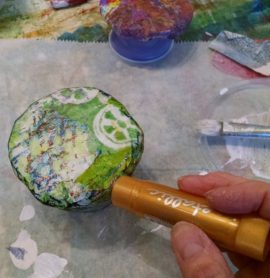 Inspirational collage ornament with gelli prints