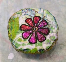 Inspirational collage ornament with gelli prints