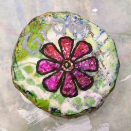 Inspirational collage ornament with gelli prints