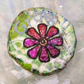 Inspirational collage ornament with gelli prints