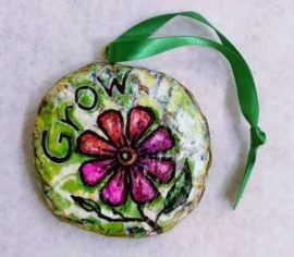 Grow: Inspirational collage ornament with gelli prints