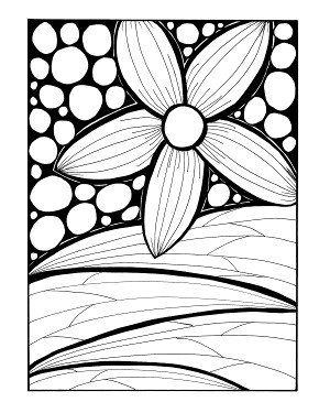 Cosmic Daisy, a hand-drawn coloring page by Karen Koch
