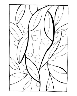 Leaves, a hand-drawn coloring page by Karen Koch