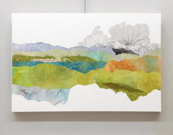 Lyrical Landscape 5, a large collage on canvas by Karen Koch