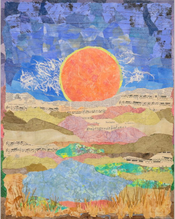 Harvest Moon, mixed media landscape by Karen Koch