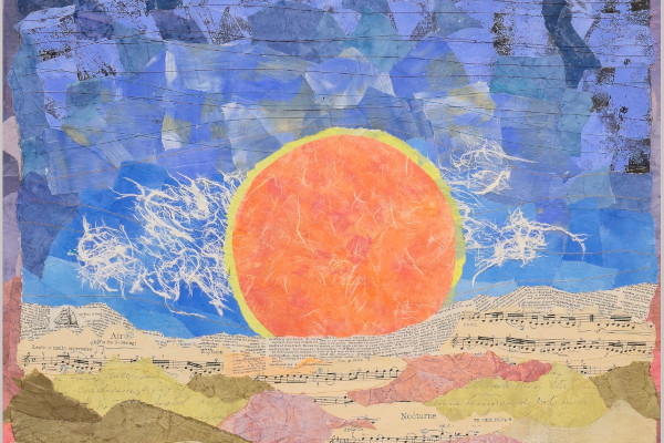 Harvest Moon, mixed media landscape by Karen Koch