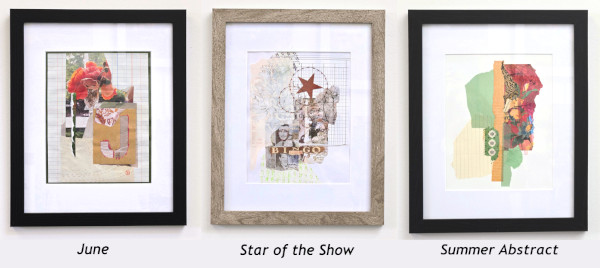 3 abstract collage pieces by karen koch